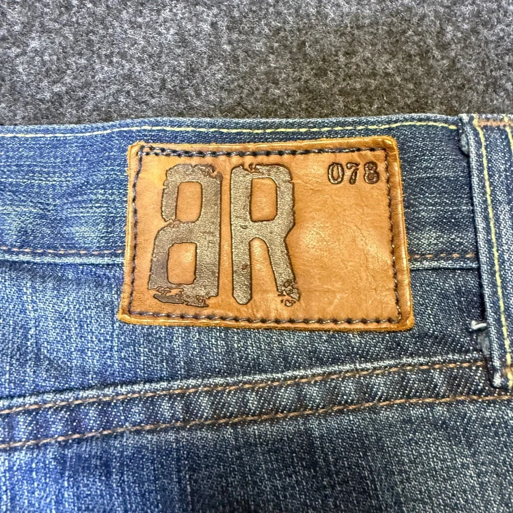 Y2K Banana Republic Jeans Mens 35x32 Blue Boot Cut 078 Faded Whiskered VTG Denim